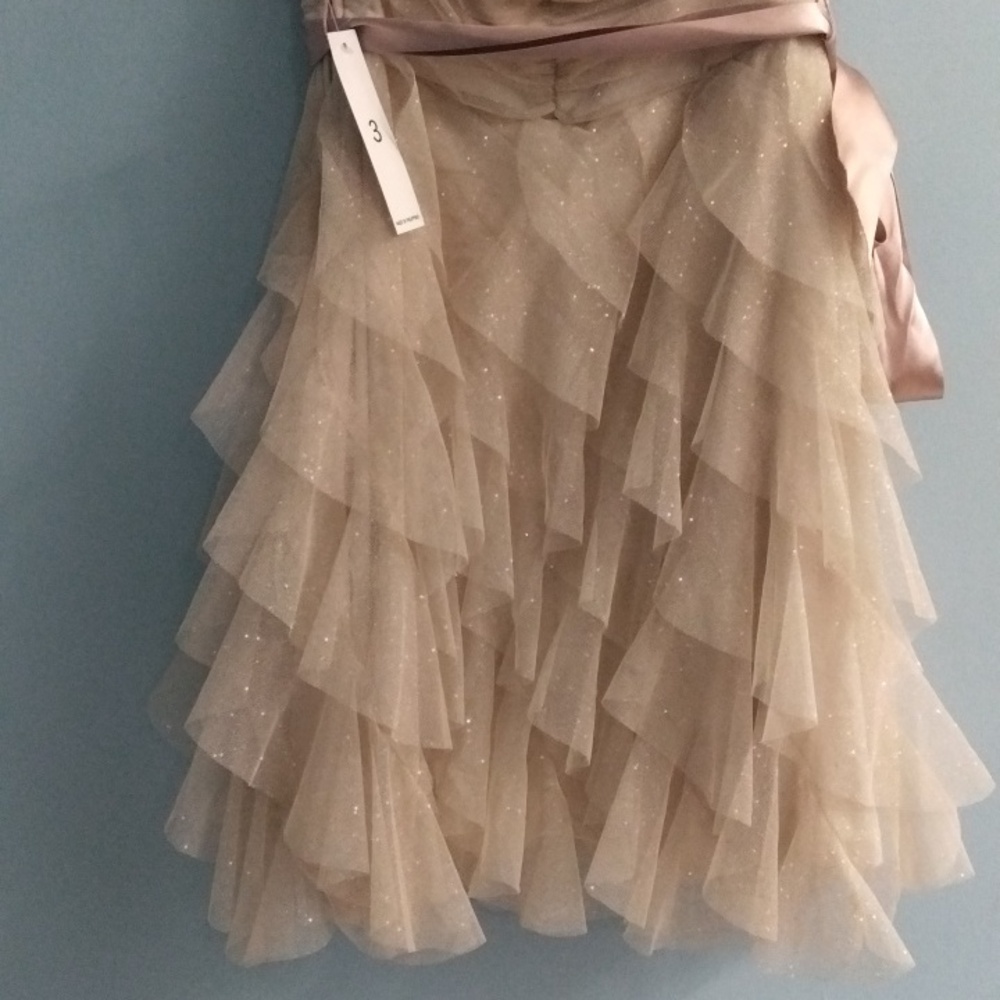 NWT Teeze Me Cream Layered Sparkling Dress with Pink Ribbon Size 3 - Picture 6 of 6